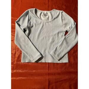 Green Goddess Top Womens M Light Blue Ribbed Scoop Neck Long Sleeve Shirt Casual